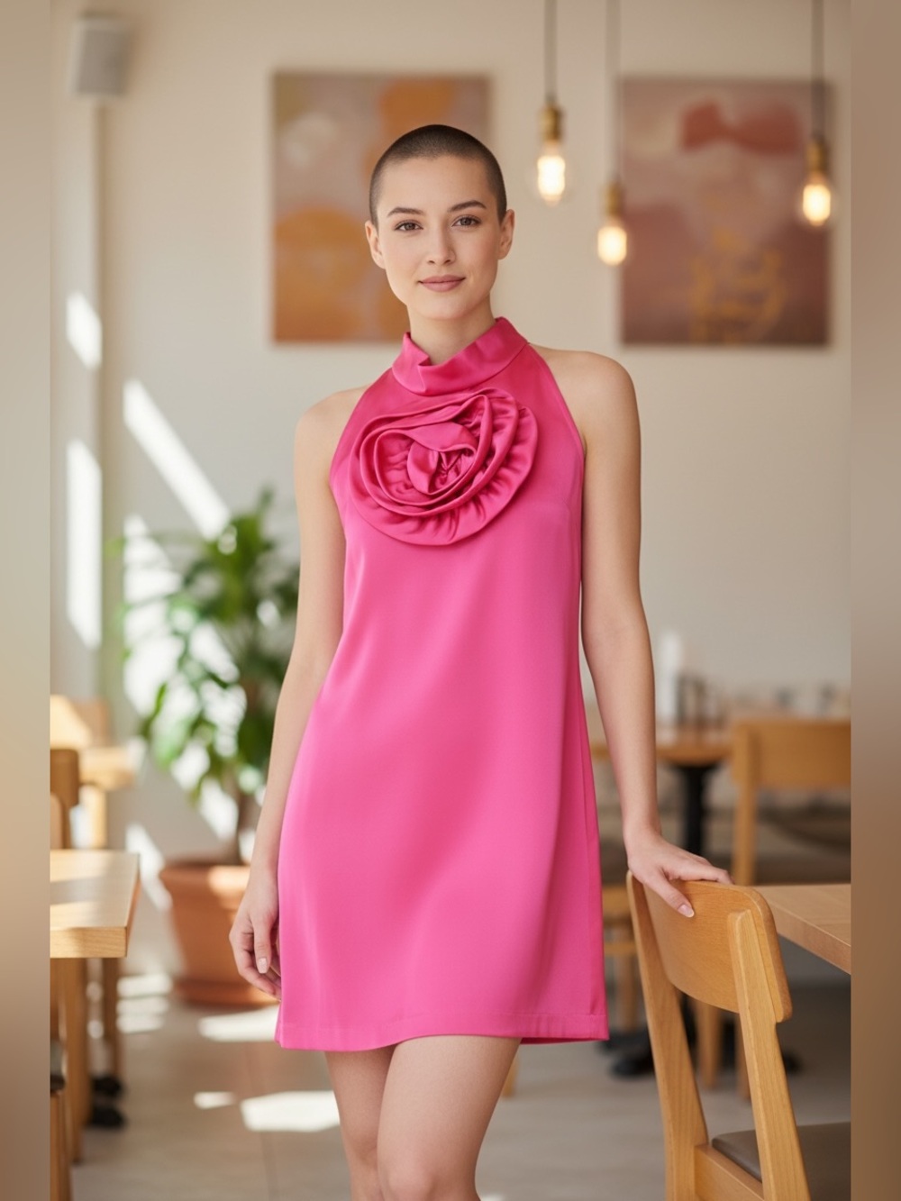 Chic Pink Halter Dress